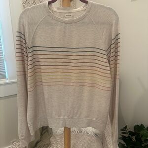 Thread & Supply Oatmeal Striped Raglan Pullover Sweatshirt Women’s M